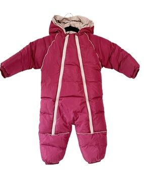 Baby Animal Face Insulated Puffer One Piece Snow Suit Burgundy 3/4T